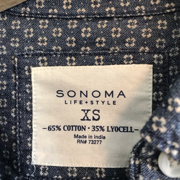 Sonoma Chambray Printed Button-up Top - Picture 4 of 5